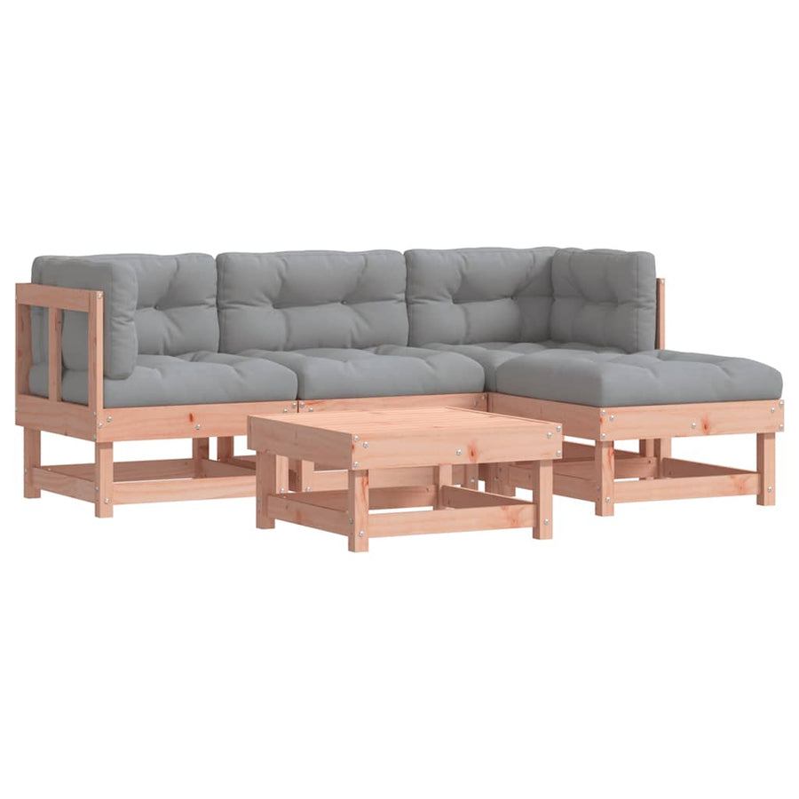 5 Piece Garden Lounge Set with Cushions Solid Wood Douglas