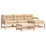 5 Piece Garden Lounge Set with Cushions Solid Wood - Front View