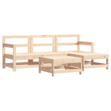 5 Piece Garden Lounge Set with Cushions Solid Wood - Side View