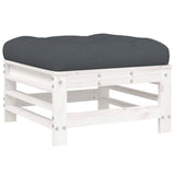 5 Piece Garden Lounge Set with Cushions White Solid Wood