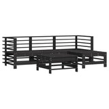5 Piece Garden Lounge Set with Cushions Black Solid Wood - Side View