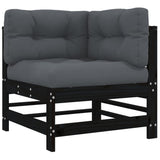 5 Piece Garden Lounge Set with Cushions Black Solid Wood - Top-Down View