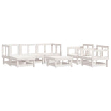 7 Piece Garden Lounge Set with Cushions White Solid Wood - Side View