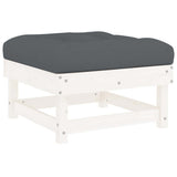 7 Piece Garden Lounge Set with Cushions White Solid Wood - 45-Degree Angle