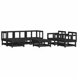 7 Piece Garden Lounge Set with Cushions Black Solid Wood - Side View