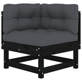 7 Piece Garden Lounge Set with Cushions Black Solid Wood