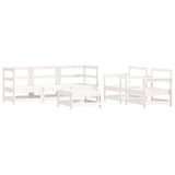 6 Piece Garden Lounge Set with Cushions White Solid Wood - Side View