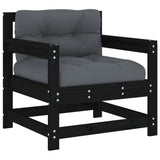 6 Piece Garden Lounge Set with Cushions Black Solid Wood