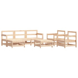 7 Piece Garden Lounge Set with Cushions Solid Wood - Side View