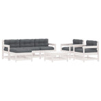 7 Piece Garden Lounge Set with Cushions White Solid Wood