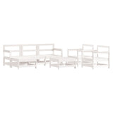 7 Piece Garden Lounge Set with Cushions White Solid Wood - Side View
