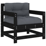 7 Piece Garden Lounge Set with Cushions Black Solid Wood