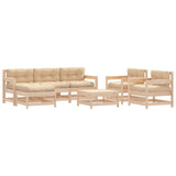 7 Piece Garden Lounge Set with Cushions Solid Wood - Front View