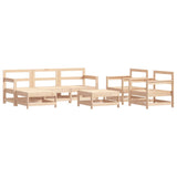 7 Piece Garden Lounge Set with Cushions Solid Wood - Side View