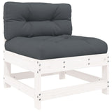 7 Piece Garden Lounge Set with Cushions White Solid Wood - Rear View