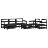 7 Piece Garden Lounge Set with Cushions Black Solid Wood