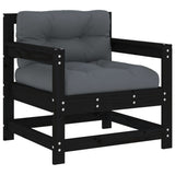 7 Piece Garden Lounge Set with Cushions Black Solid Wood