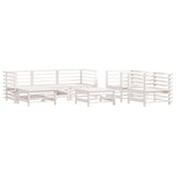 7 Piece Garden Lounge Set with Cushions White Solid Wood - Side View