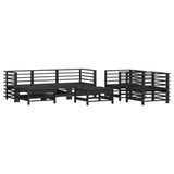 7 Piece Garden Lounge Set with Cushions Black Solid Wood - Side View