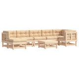 8 Piece Garden Lounge Set with Cushions Solid Wood - Front View