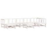 8 Piece Garden Lounge Set with Cushions White Solid Wood - Side View