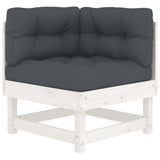 8 Piece Garden Lounge Set with Cushions White Solid Wood - Top-Down View