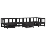 8 Piece Garden Lounge Set with Cushions Black Solid Wood