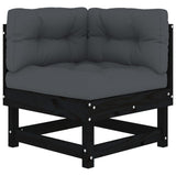 8 Piece Garden Lounge Set with Cushions Black Solid Wood