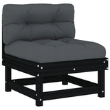 8 Piece Garden Lounge Set with Cushions Black Solid Wood
