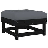 8 Piece Garden Lounge Set with Cushions Black Solid Wood - Rear View