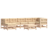 8 Piece Garden Lounge Set with Cushions Solid Wood - Front View