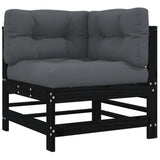 8 Piece Garden Lounge Set with Cushions Black Solid Wood - Top-Down View