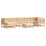 8 Piece Garden Lounge Set with Cushions Solid Wood - Front View