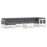 8 Piece Garden Lounge Set with Cushions White Solid Wood - Front View