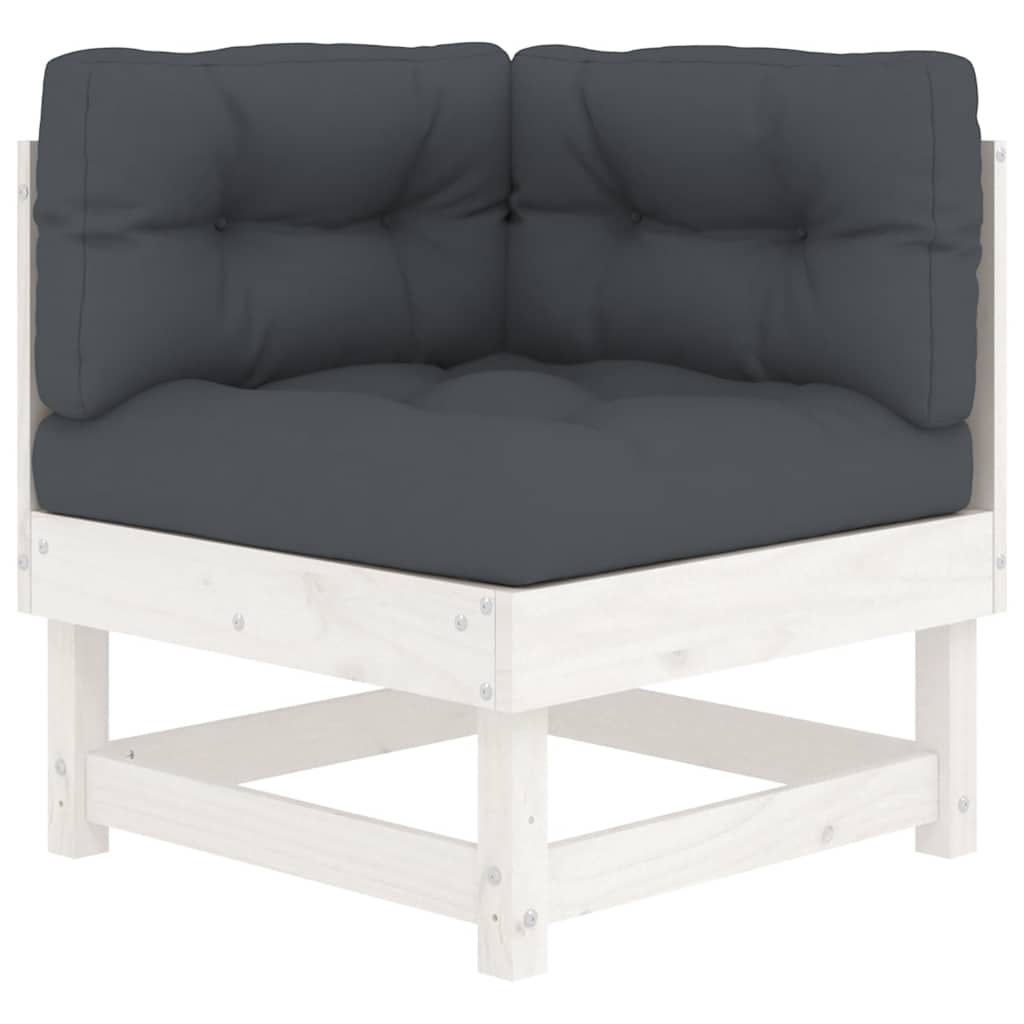 8 Piece Garden Lounge Set with Cushions White Solid Wood