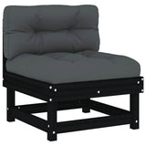 8 Piece Garden Lounge Set with Cushions Black Solid Wood
