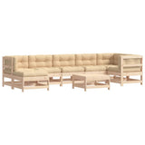 8 Piece Garden Lounge Set with Cushions Solid Wood - Front View