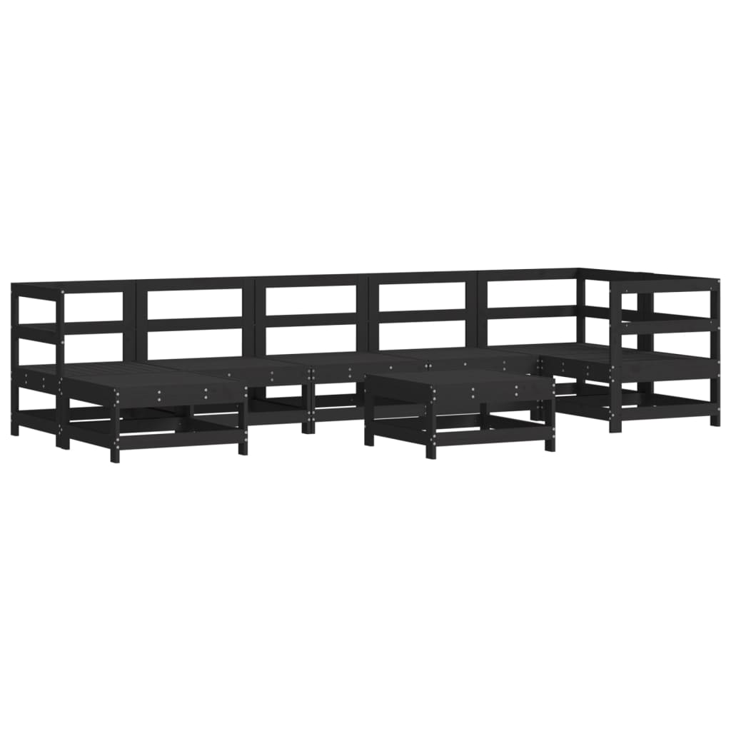 8 Piece Garden Lounge Set with Cushions Black Solid Wood