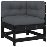 8 Piece Garden Lounge Set with Cushions Black Solid Wood - Top-Down View