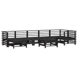 8 Piece Garden Lounge Set with Cushions Black Solid Wood - Side View