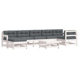 8 Piece Garden Lounge Set with Cushions White Solid Wood - Front View