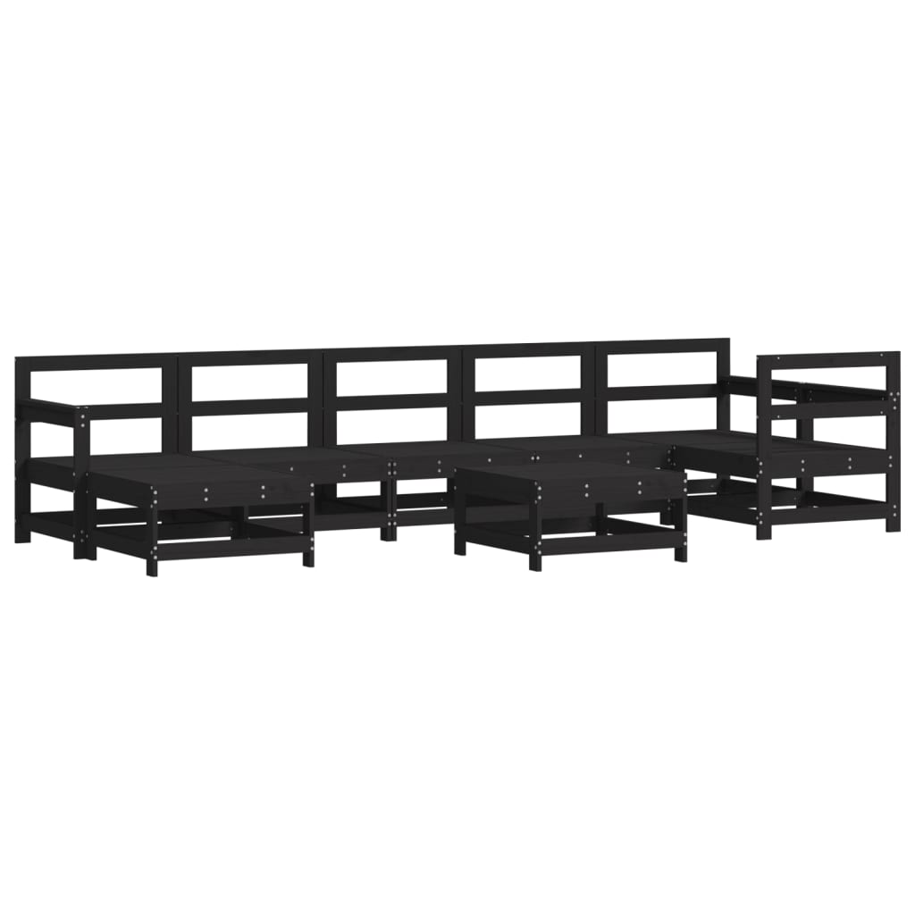 8 Piece Garden Lounge Set with Cushions Black Solid Wood