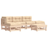 6 Piece Garden Lounge Set with Cushions Solid Wood - Front View