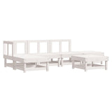 6 Piece Garden Lounge Set with Cushions White Solid Wood