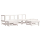 6 Piece Garden Lounge Set with Cushions White Solid Wood - Side View