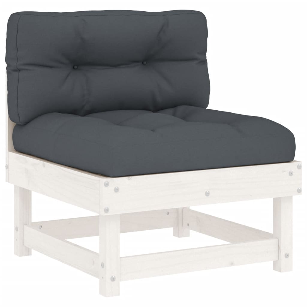 6 Piece Garden Lounge Set with Cushions White Solid Wood