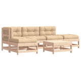 6 Piece Garden Lounge Set with Cushions Solid Wood - Front View