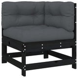 6 Piece Garden Lounge Set with Cushions Black Solid Wood - Top-Down View