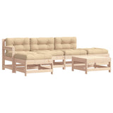 6 Piece Garden Lounge Set with Cushions Solid Wood - Front View