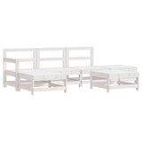 6 Piece Garden Lounge Set with Cushions White Solid Wood - Side View